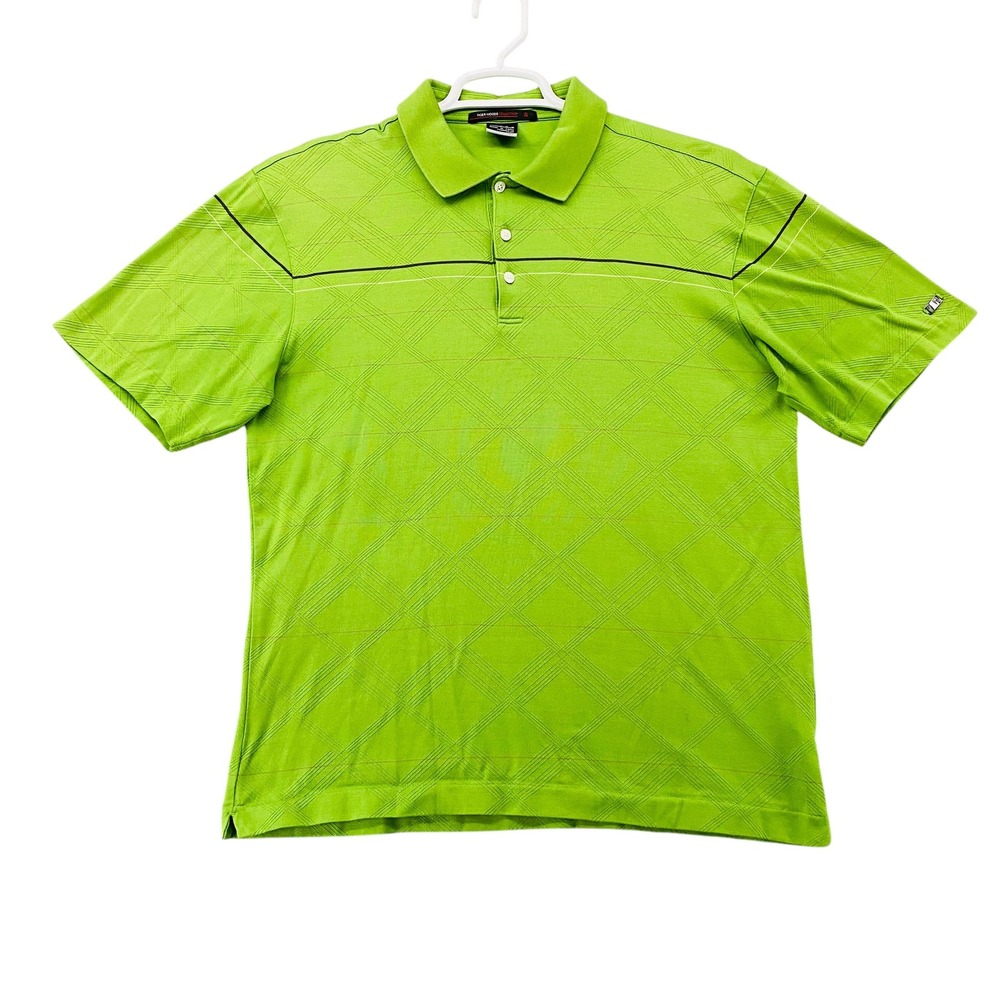 Nike Tiger Woods Collection Mens Lime Green Textured Diamond Golf Polo Shirt M